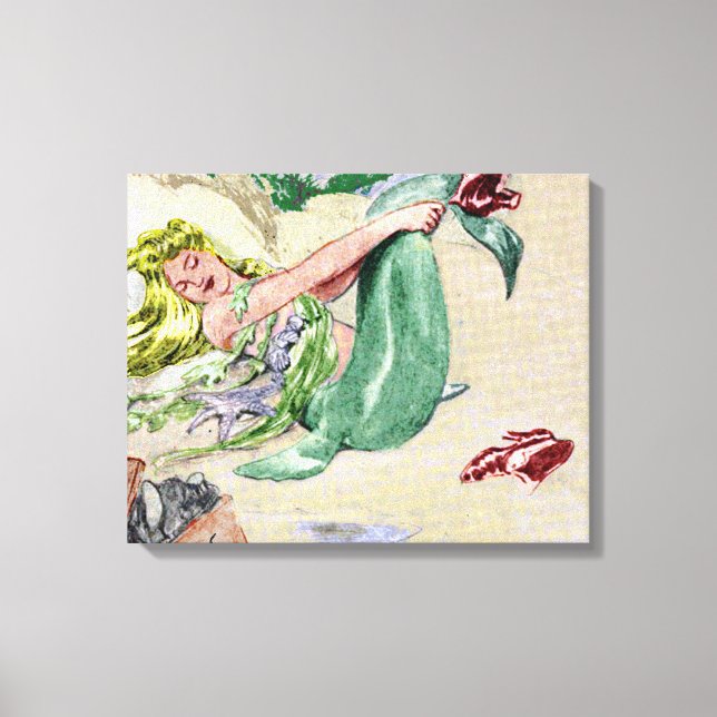 Vintage Mermaid Canvas Wall Art (Frente)