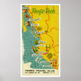 Vintage Mexico Beach Poster de viagens