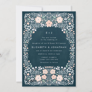 Vintage Midnight - Convite Floral de Casamento