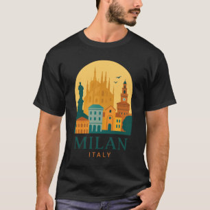 Vintage Milan Duomo Itália Viagem Retro T-Shirt