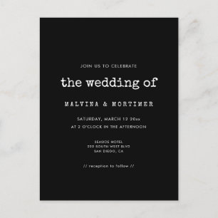 Vintage minimalista convite de casamento para máqu