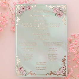 Vintage Mint Peony Foil Program Card