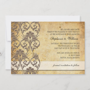 Vintage Mocha Floral Swirl Convite De Casamento