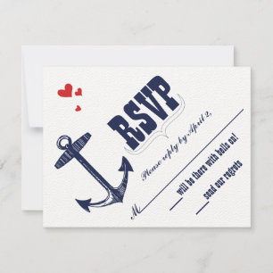 Vintage Modern Cute Red e Marinho Anchor RSVP