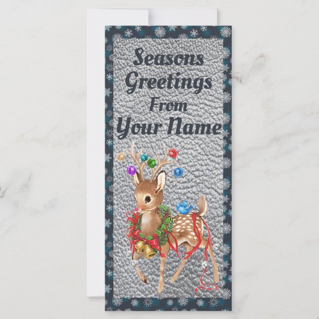 Vintage Modern Deer Christmas Card Flat (Frente)