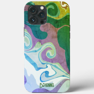 Vintage Modern Green Purple Abstrato Name Retro