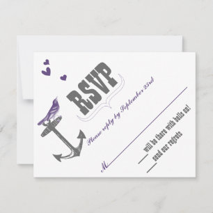 Vintage Moderno Passarinho Roxo Âncora Cinza RSVP
