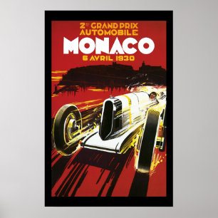 Vintage Mônaco Car Road Race Poster