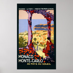 Vintage Monaco Monte - poster de viagens de Carlo