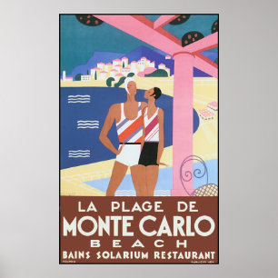 Vintage Monte - poster da praia de Carlo