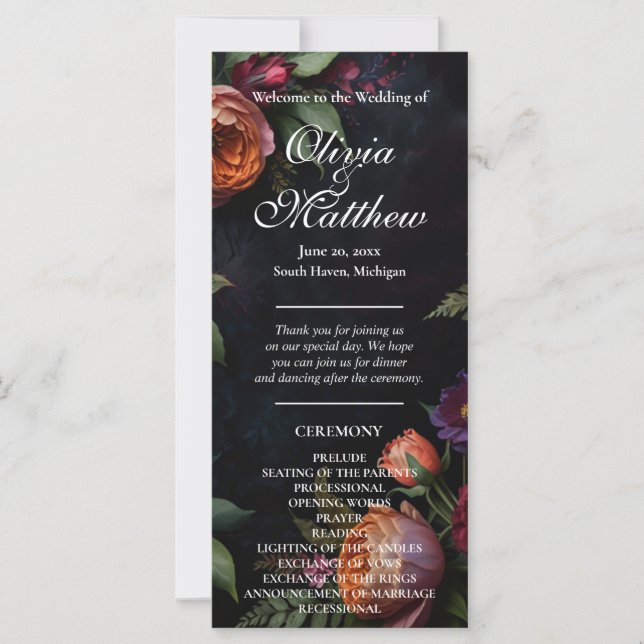 Vintage moody, rosas florais escuros (Frente)