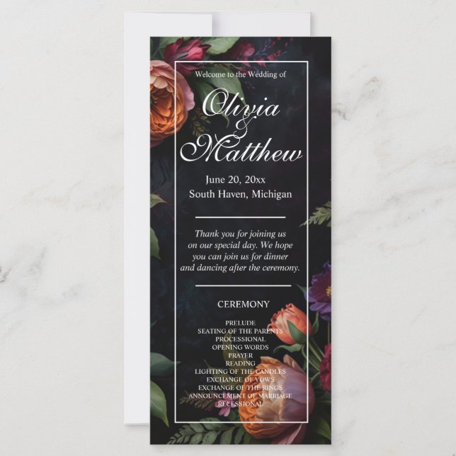 Vintage moody, rosas florais escuros (Frente)