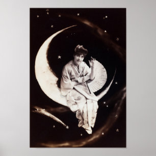 Vintage Moon Lady Poster