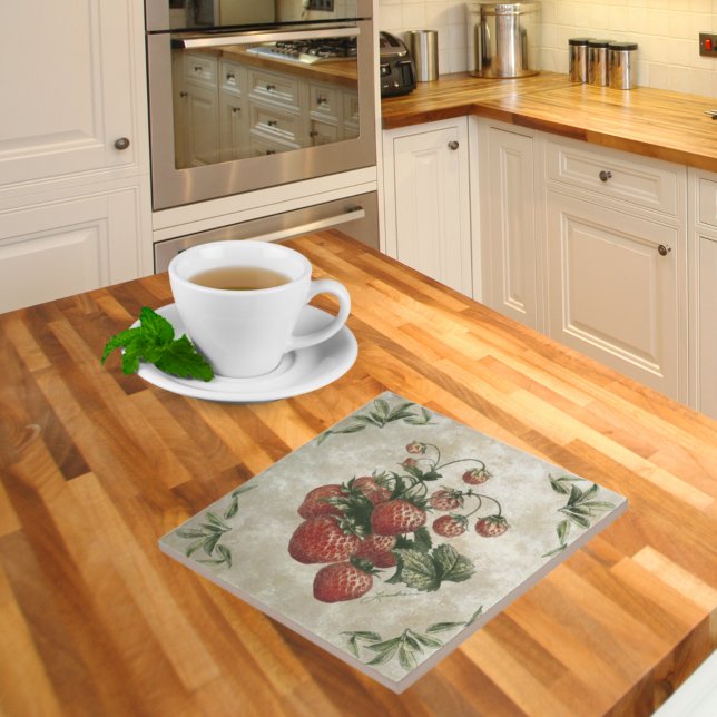 Vintage Morangos Azulejo de cerâmica russa (Criador carregado)