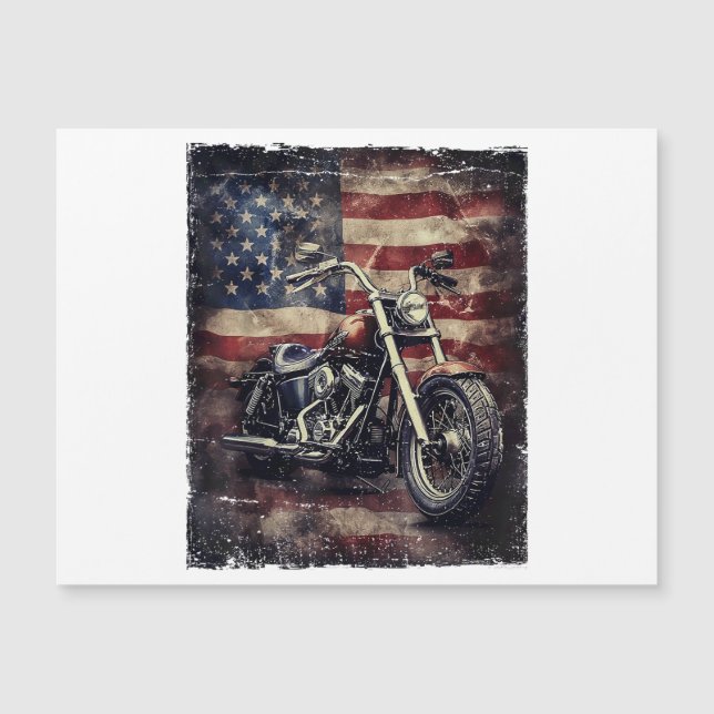 Vintage Motorcycle USA Flag Retro Biker American (Frente)