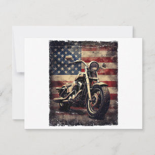 Vintage Motorcycle USA Flag Retro Biker American