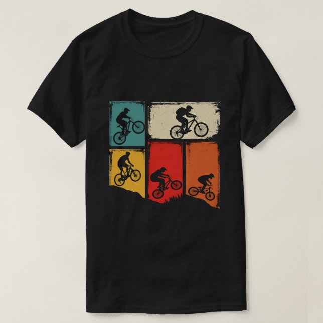 Vintage Mountain Bike Silhouette T-Shirt (Frente do Design)