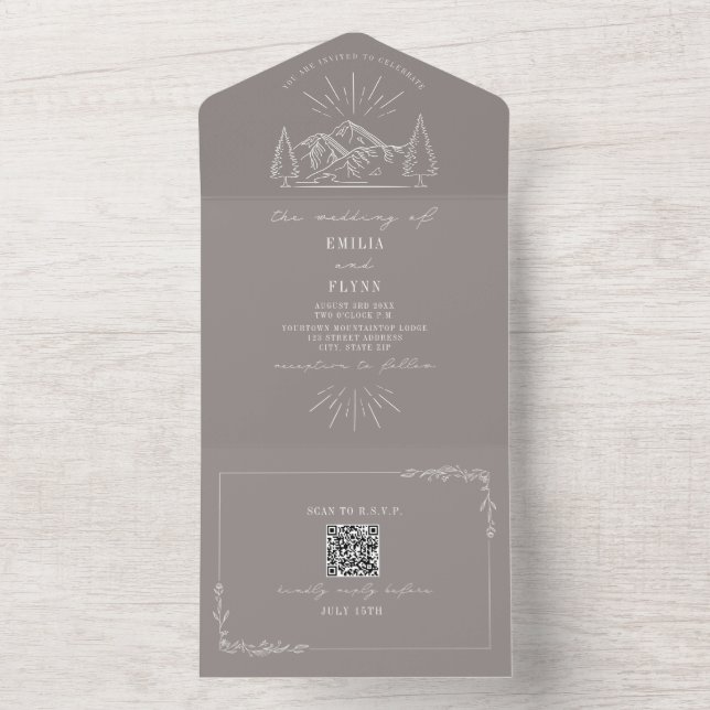 Vintage Mountain Rustic Ametyst RSVP Código QR (Inside)