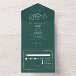 Vintage Mountain Rustic Emerald RSVP