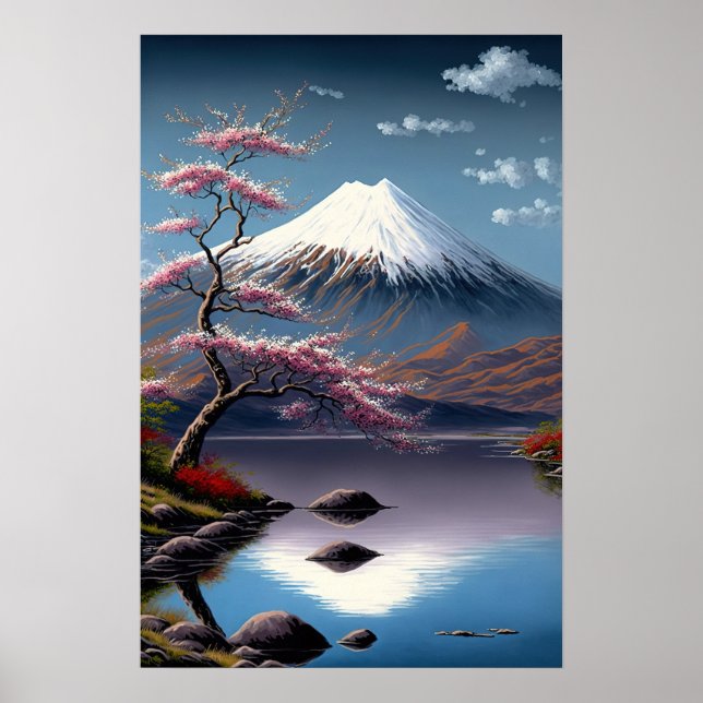 Vintage Mt. Fuji Japonês Impressão (Frente)