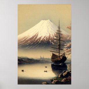 Vintage Mt. Fuji Japonês Impressão