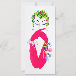 Vintage mulher com luvas cor-de-rosa compridas Car