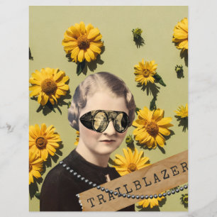 Vintage Mulher Trailblazer Daisies Kitsch Scrapboo