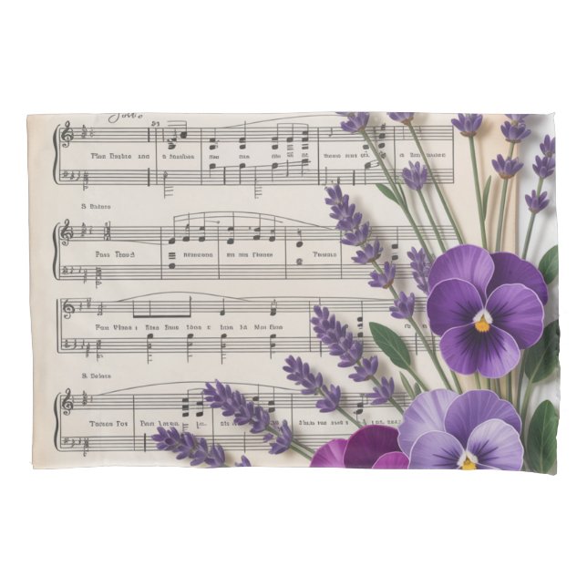 Vintage Music and Lavender Pansies Floral (Frente)