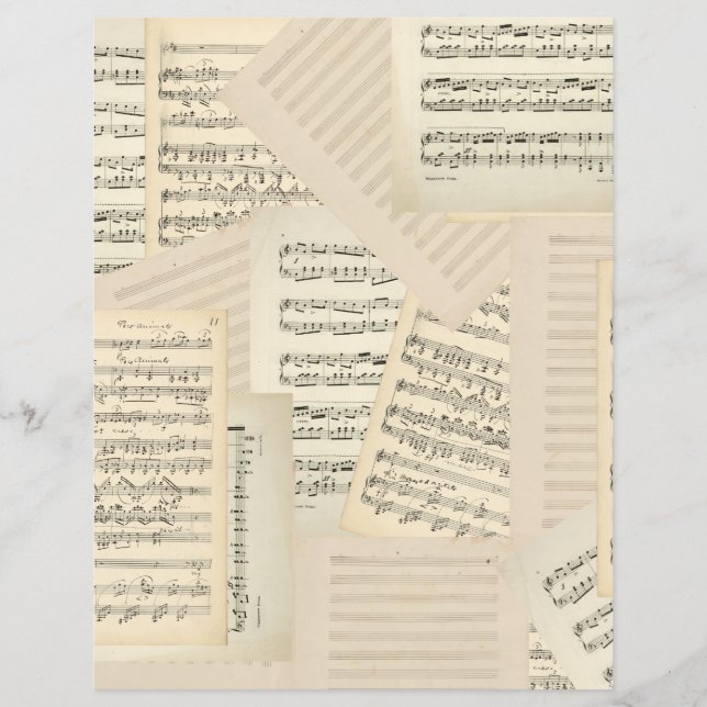 Vintage Music Decoupage Collage Scrapbook Paper (Frente)