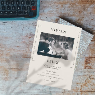 Vintage Na moda Photo Wedding Convite