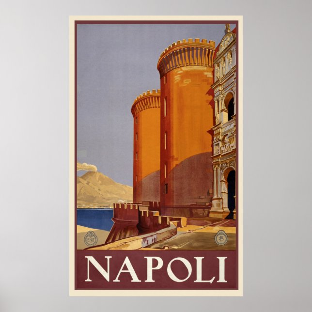 Vintage Napoli, Poster de viagens italiano (Frente)