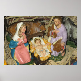 Vintage Natividade Manger Poster de Natal