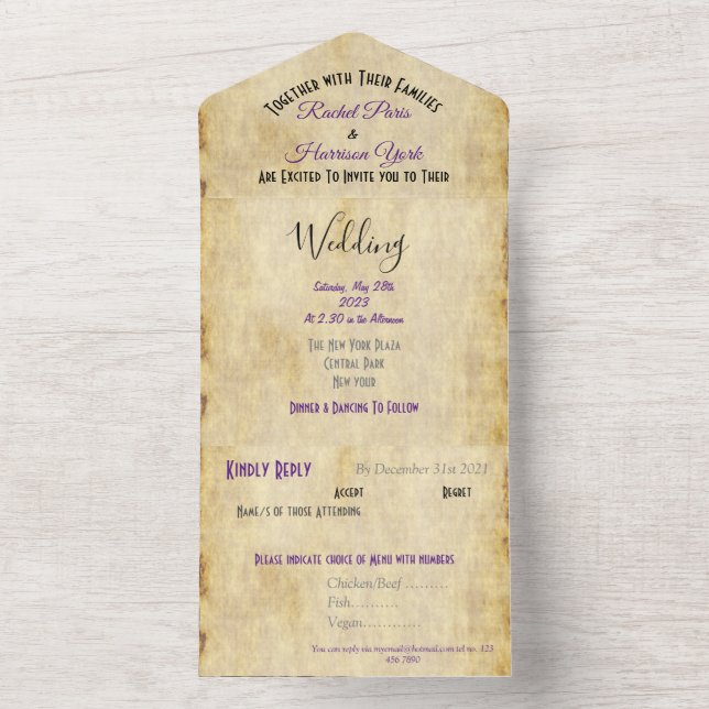 Vintage Natural 20s Convite para Casamento (Inside)