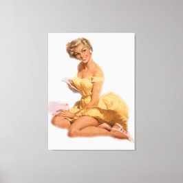 Vintage Naughn Classic Blonde Pin Up Girl Canvas