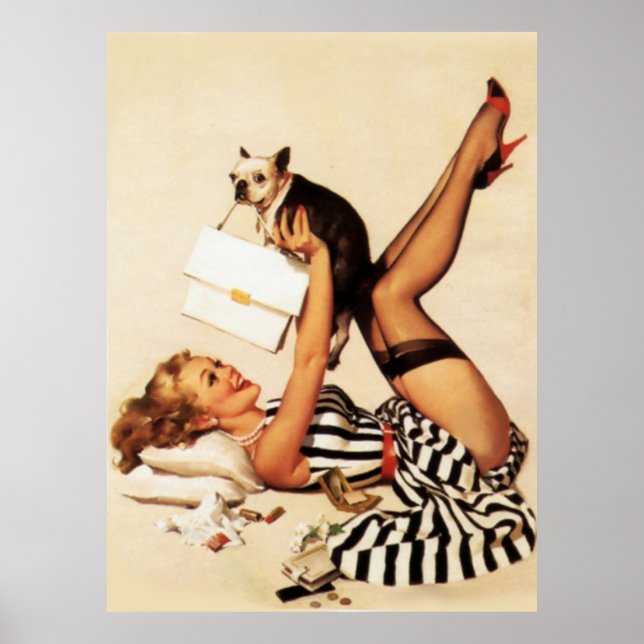 Vintage Naughpy Pin Up Girl Poster (Frente)
