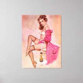 Vintage Naughress Pin Up Girl Canvas