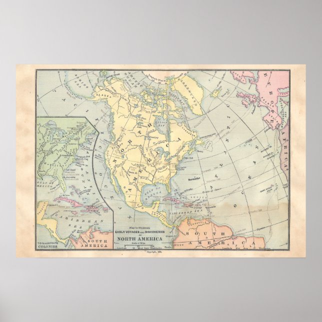 Vintage North America Map Poster (Frente)