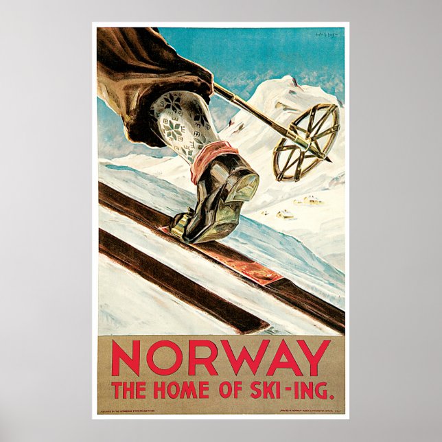 Vintage Norway Cross Country Ski Poster (Frente)