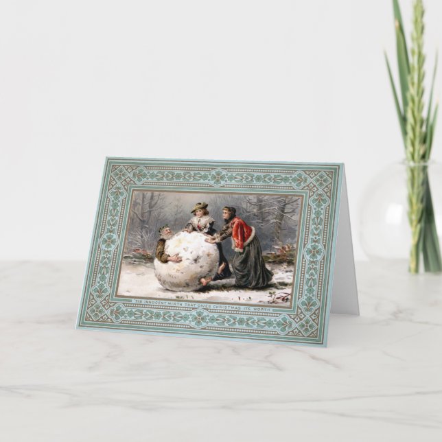 Vintage Odd Cartão de Natal Vitoriano (Frente)