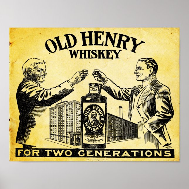 Vintage Old Henry Whiskey Poster (Frente)