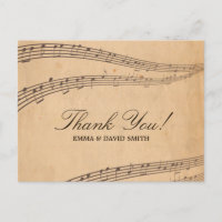 Vintage Old Music Notes Obrigado Cartões
