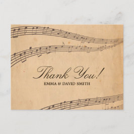 Vintage Old Music Notes Obrigado Cartões