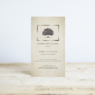 Vintage Old Oak Tree Elegante Cartão de visita