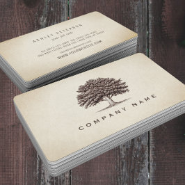 Vintage Old Oak Tree Elegante Cartão de visita |