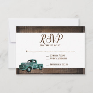 Vintage Old Truck Rustic Barn Wood Casamento RSVP