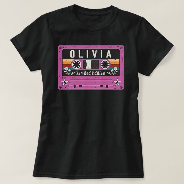Vintage Olivia Nome T-Shirt (Frente do Design)