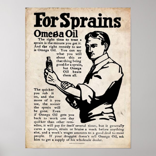 Vintage Omega Oil Pain Rub Impressão (Frente)