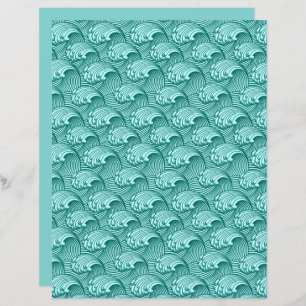 Vintage Ondas Japonesas, Turquesa e Aqua