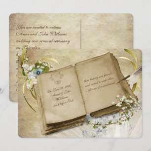 Vintage Open Book Vow Renewite Convite