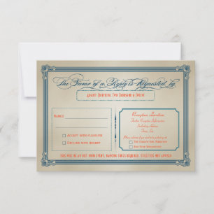 Vintage Orange, Teal & Blue DIY Weding RSVP